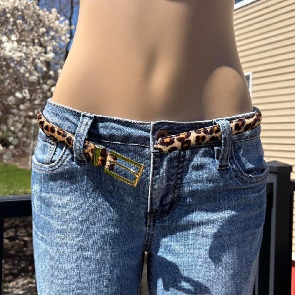 Vintage y2k Amber hill genuine leather‎ haircalf leopard print belt